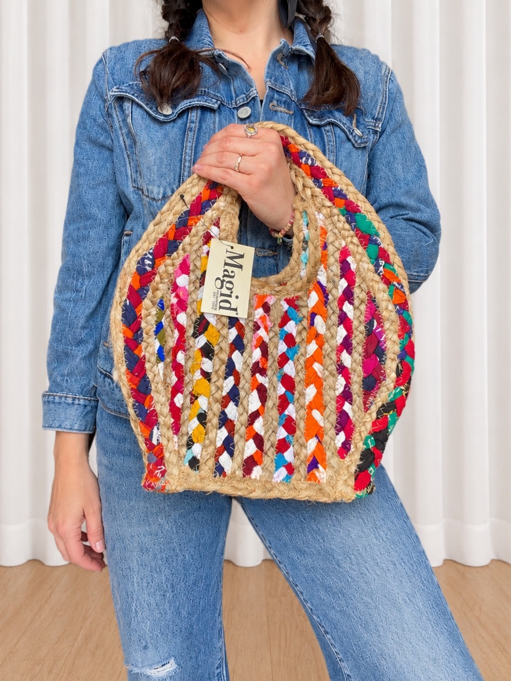 Magrid Multicolor Woven Jute Handbag NWT